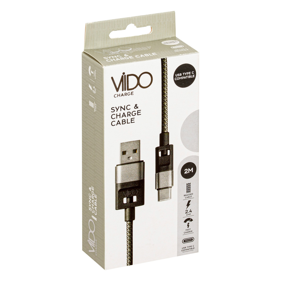 Przewód Vido USB-C 2.4A 2M szary