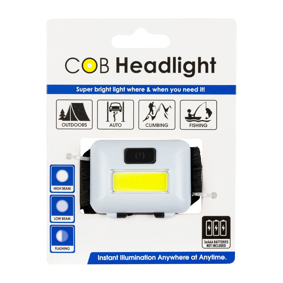 Latarka czołowa COB - szara