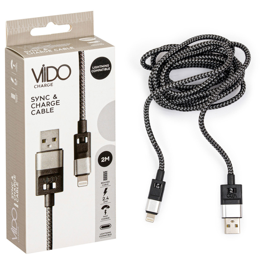 Przewód lightening Viido 2.4A 2M szary