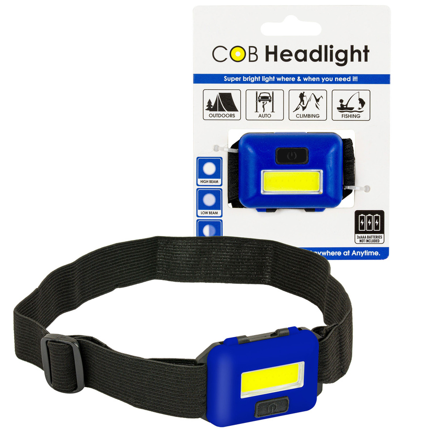 Latarka czołowa COB - niebieska