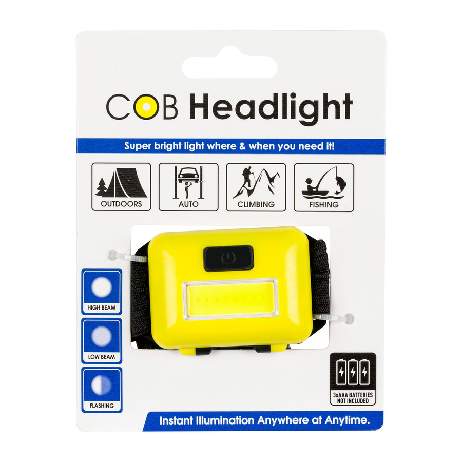 Latarka czołowa COB - żółta