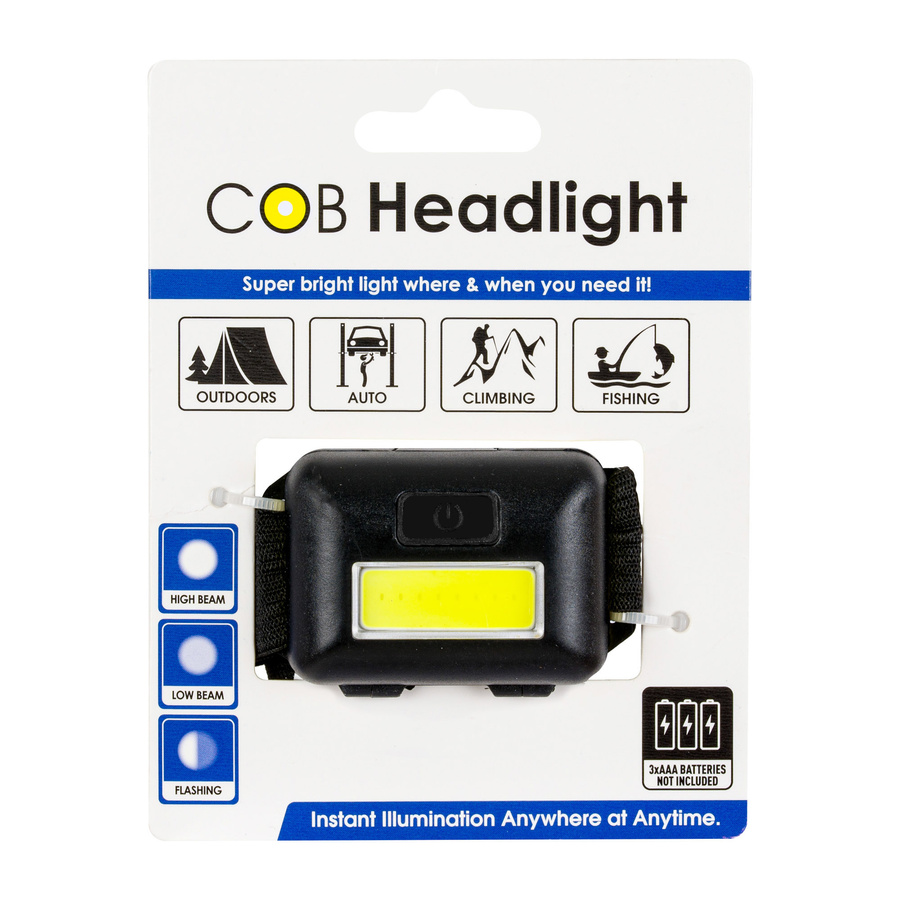 Latarka czołowa COB - czarna