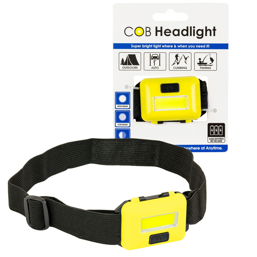 Latarka czołowa COB - żółta