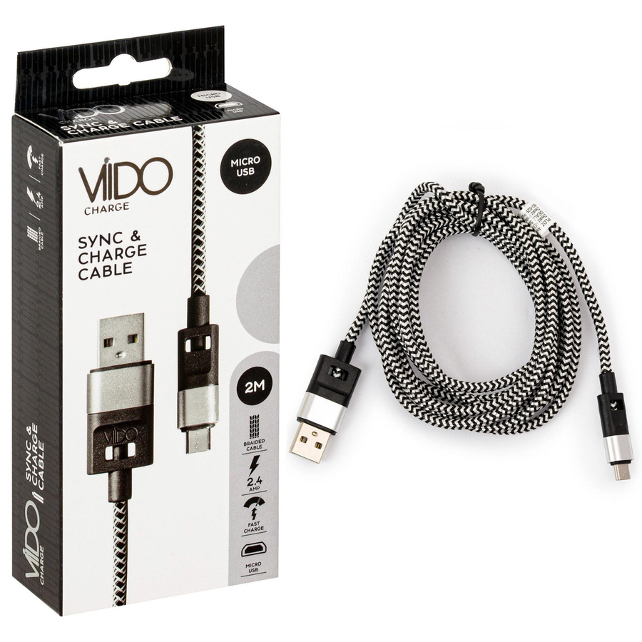 Przewód Viido USB-microUSB 2m czarny