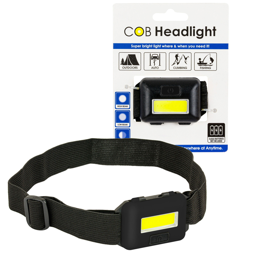 Latarka czołowa COB - czarna