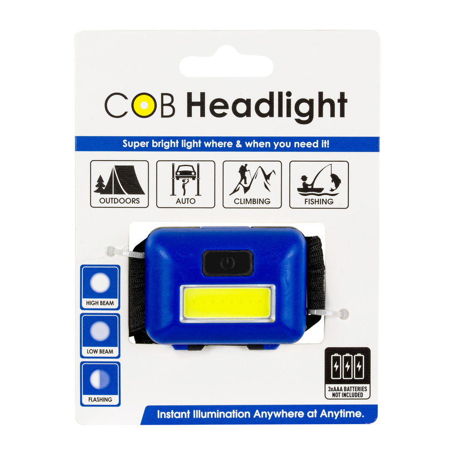 Latarka czołowa COB - niebieska
