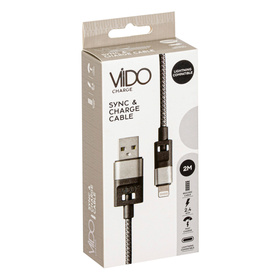 Przewód lightening Viido 2.4A 2M szary